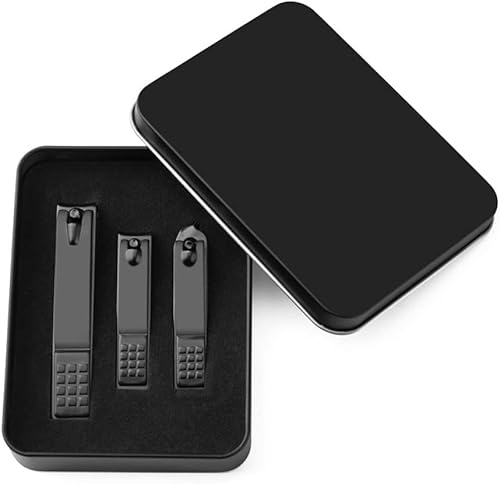 VIORED Kit de cortaúñas para manicura, cortaúñas, kit de pedicura de 3 piezas, caja de acero inoxidable, juego de uñas de acero para hombres y