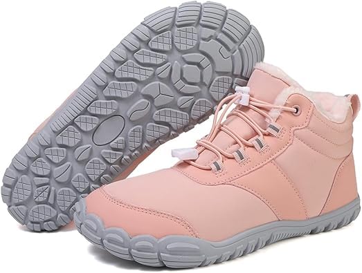 Image of Winter Footwear Barefoot Shoes Women Men Zero Drop Barefoot Hiking Boots Slip On Warm Waterproof Snow Boot Minimalist Wide Toe Ankle Booties Five Finger Hike Shoes Outdoor