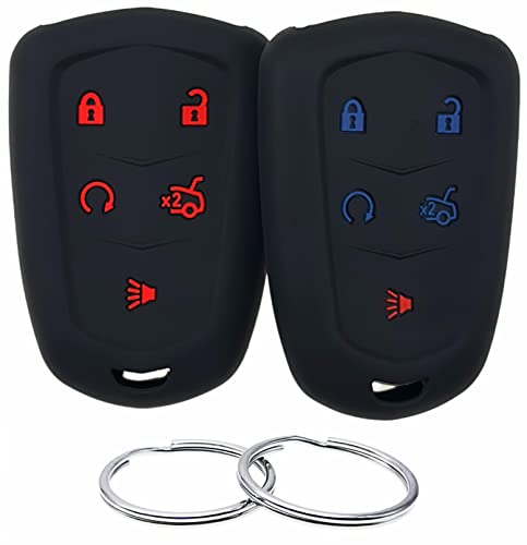 Coque de clé en silicone noir anti-choc pour Cadillac Escalade SRX CTS 5 boutons