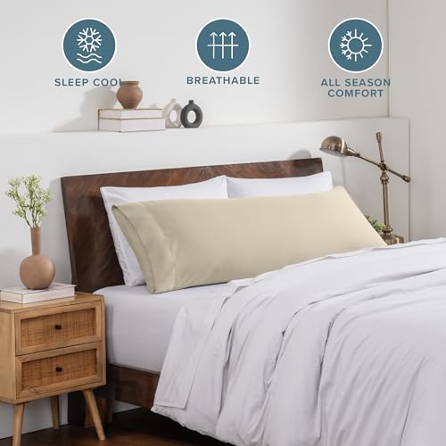 Image of Bare Home Microfiber Body Pillow Cover - Ultra Soft & Cooling - Double Brushed - Envelope Closure - Easy Care (21''x54'' Body Pillow Cover, Sand)
