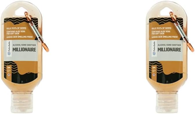 Palm Safe Millionaire Alcohol Hand Sanitiser 60 ml Clip Bottles (Pack of 2)