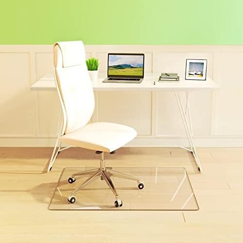 Premium Glass - Carpet Chair Mat 32" x 46" Standard Clear Сhairmat - Heavy Duty Floor Desk Mat for Carpeted and Hardwood Floors - Thick Tempered Glass Home/Office Floor Protector