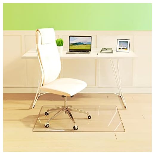 Premium Glass Chair Mat 32" x 46" Standard Clear - Heavy Duty Floor Mat for Carpet and Hardwood Floors - Thick Tempered Glass Home/Office Floor Protector