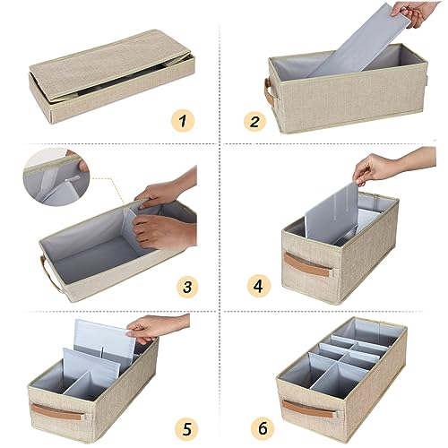 Lukeline Tampon Holder for Bathroom, Bathroom Storage Containers with Lid, Adjustable Divider Feminine Product Organizer, Tampon Organizer, Bathroom Accessories Decor Box (Beige-1 Pack)