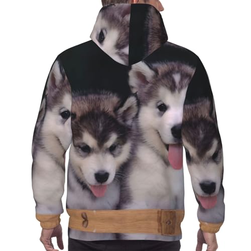 Sweat à capuche tendance homme motif husky pull polaire chaud d'hiver - 6