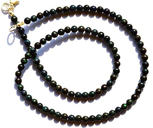 1 Strand Natural Australian Matrix Black Opal 4.5MM Smooth Round Beads 16 Inch