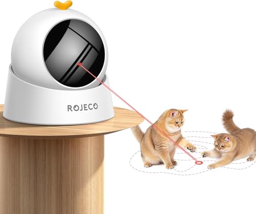 ROJECO Giocattolo per gatti, giocattolo automatico ricaricabile con batteria da 1000 mAh, base magnetica a 360°, modalità sleep automatica e 3 velocità, giocattoli per gatti e gattini da appartamento