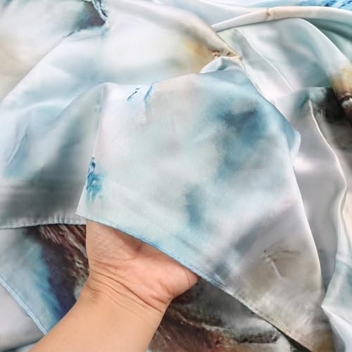 RARITYUS Silky Satin Hijab Scarf for Women Watercolor Floral Printed Muslim Hijab Head Wrap Fashion Long Scarves Shawls4