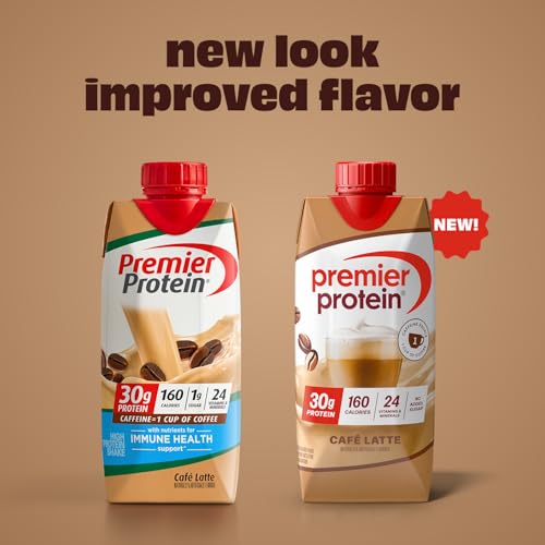 Premier Protein Shake, Café Latte, 30g Protein, No Added Sugar, 24 Vitamins & Minerals to Support Immune Health, 11 fl oz, 12 Pack (Packaging May Vary)
