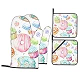 Gants de cuisine doubles : les gants de cuisine et les maniques pour cupcakes, beignets, muffins, sucre, protègent vos mains et bras de la chaleur et des brûlures pendant la cuisson avec nos gants de cuisine de qualité supérieure.