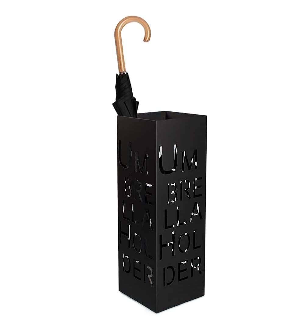 CVdrtyED Stand Organizer Iron Umbrella Stand Hollowed-Out Design Holder Rectangular Rack For Hotel Corridor Living Room Hallway Entryway(Black)