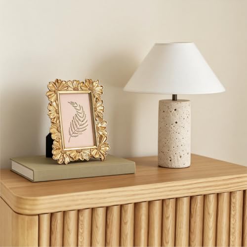 Image of Antique Floral Picture Frame - Resin & Glass Victorian-Style Frame for Tabletop or Wall Decor (Gold, 4 inch x 6 inch)