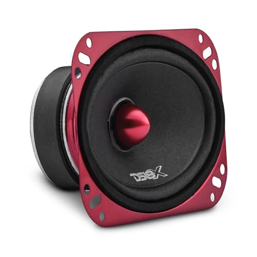 DS18 PRO-X46.4BM 4x6 Mid-Range Loudspeaker with Aluminum Bullet 100W RMS 200W Max 4-Ohm Red Gloss Steel Basket Single Speaker