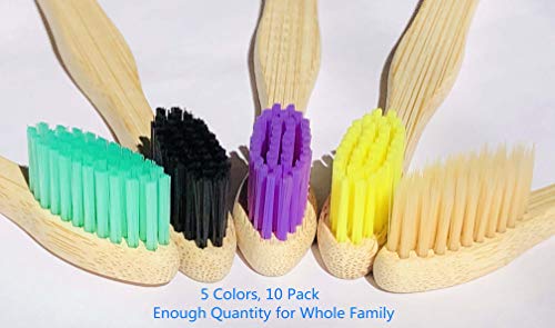 Goaycer Eco Friendly Bamboo Toothbrush, 10Pack Medium Firm Bristles Biodegradable Bulk Wooden Toothbrushes #TOP3