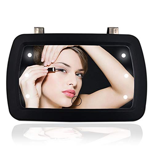 QIXI Car Sun Visor Mirror with LED Lights Makeup Sun-Shading Cosmetic Mirror Clip on Vanity Mirror Automobile Make Up Mirror with Touch Screen