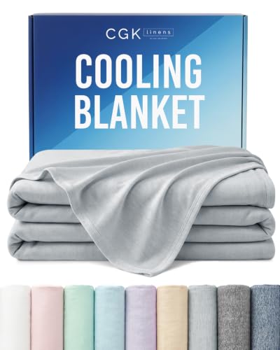 Image of Cooling Blanket for Hot Sleepers - Cold Blanket Full /Queen Size - Double-Sided, Ultra Cool for Summer, Night Sweats & All Seasons - Lightweight & Breathable for Bed or Couch - Light Grey, 50 inch x 60 inch