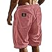 Mens Beach Shorts 7 Inch Corduroy Shorts for Men Vintage Drawstring Waist Baggy Beach Short Lightweight Knee Length Long Short with Pockets Quick Dry Classic Fashion Beach Resort Wear Pink