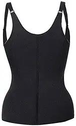 Cinta Modeladora Feminina, Colete Redutor Dupla Compressão com Zíper e Colchetes, Preto, Algodão, Tamanhos P-3XL, Pós-Parto e Uso Diário
