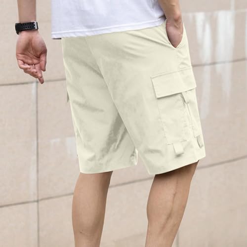 Image of Men's Cargo Shorts Casual Lightweight Quick Dry Outdoor Hiking Short Drawstring Loose Fit Cargo Shorts Multi-Pocket