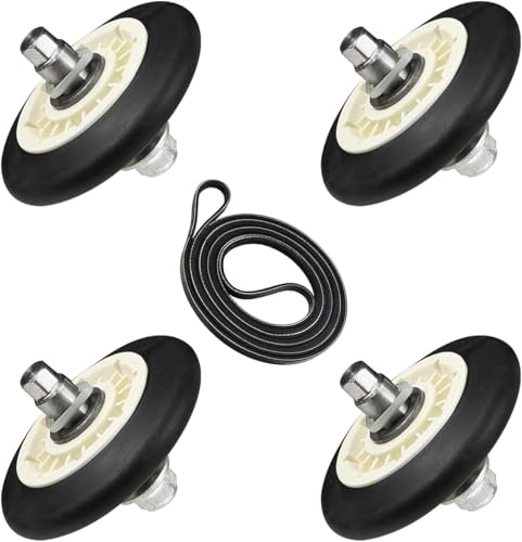 WE03X29704 Dryer Belt and WE03X10016 Roller Kit Fit for ge Dryer GFD55ESSN0WW GFD55GSSN1WW GFD65ESPN0SN GFD85ESPN0DG GFD85GSPN0RS PFD95ESPT0DS, Replace Part 4980840 AP6980594 PS12743316 EAP12743316