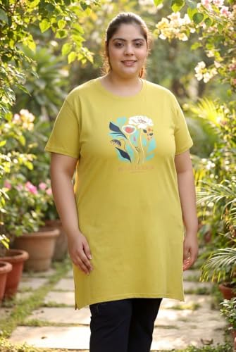 Image of In Love Women's Plus Size Printed Cotton Long-Line T-Shirt with Pocket