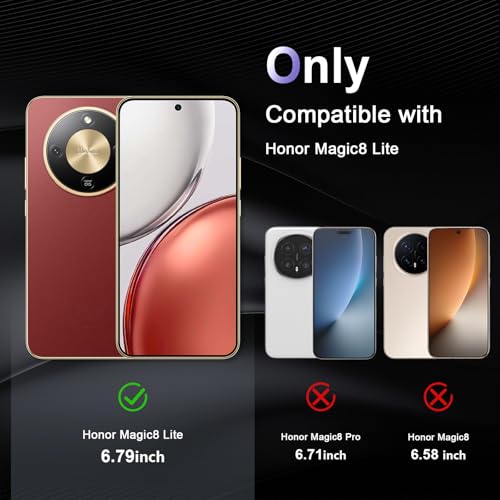 Image of Case for Honor Magic 8 Lite, Military Grade Drop Protection Phone Case, Yellowing Resistant, Anti-Scratch Hard PC Back, Shockproof Hard Ultra-Thin Protective Cover, Clear