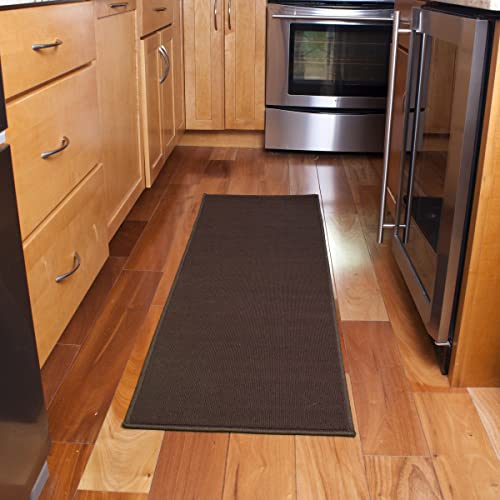 Washable Stain Resistant Kitchen Rugs With Latex Backing, Kitchen Mats For Floor, 20"X60" Chocolate Brown, John Ritzenthaler Company #TOP4