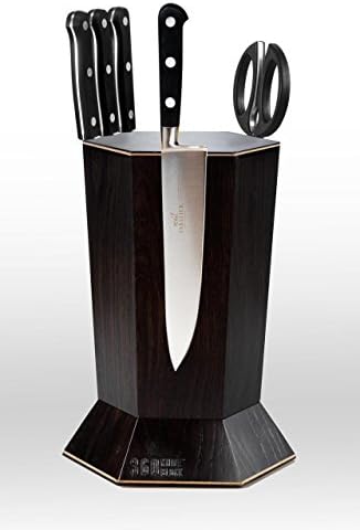 360 Knife Block ® - (Ebonized Walnut) ROTATING - Magnetic - BEST Universal Knife Block