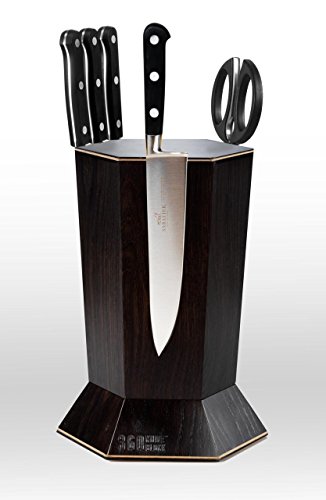 360 Knife Block ® - (Ebonized Walnut) Rotating - Magnetic - Best Universal Knife Block #TOP10