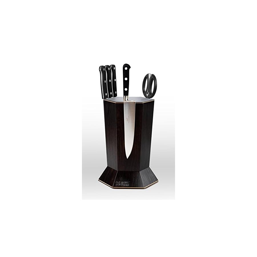 360 Knife Block™ - (Black) ROTATING magnetic knife block - capacity for 12+ knives -handmade in Washington