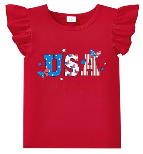 Image of Girls Skirt Set 2 Piece Outfit Toddler Summer Clothes Ruffle Sleeve T-Shirt Bow Knot Tutu Skirt Outfit Set