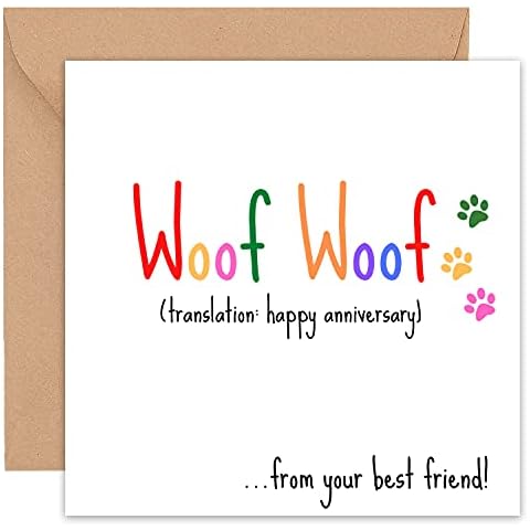Funny Happy Anniversary Card | Cards From The Dog Doggy Pup Puppy Fur Baby Pet | Couples Parents Friends | 1st 2nd 3rd 4th 5th Ruby Tin | Wife Husband Girlfriend Boyfriend Him Her Man Woman | 15cm Cover