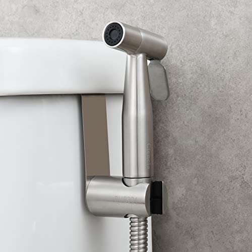 CIENCIA Toilette Bidet Set Edelstahl mit WC Handbrause, Schlauch und Halter für Bidet Armaturen, Gebürstetes Nickel, WS024S