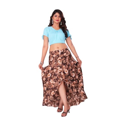 Image of JYESHTA Women's American Crepe Flared A Line Stitched Long Skirt with 12 Mtr Flare 40 in Height | Skirts for Women Long Length | Long Skirts for Girls