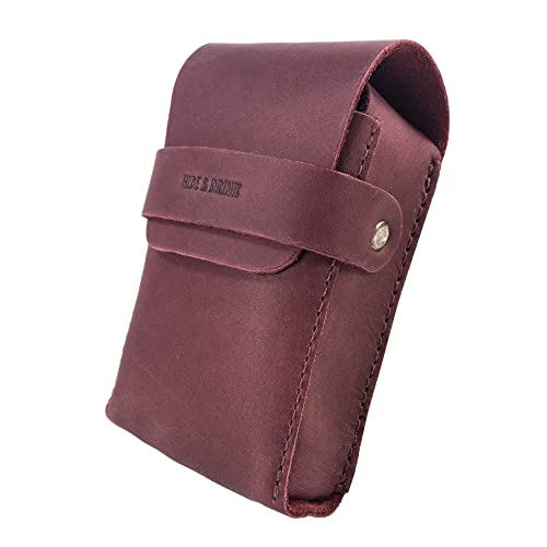 Image of Hide & Drink, Classic Case for Playing Cards (Not Included) Secure Storage, Playing Deck Holder, Travel Accessory, Full Grain Leather, Handmade, Sangria