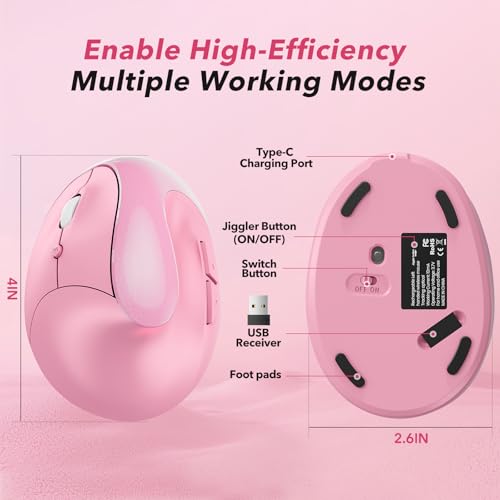 Image of Left‑Hand Ergonomic Vertical Wireless Mouse Type‑C Rechargeable 6‑Btn Mice