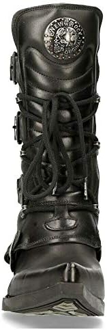 New Rock M-7993-S1 WESTERN COWBOY BOOTS Black Leather Buckle Heavy Biker Shoes 40 | Image 3