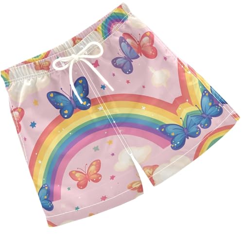Pigsaly Boys Swim Trunks Rainbows Butterflies Colorful Dots Boys Board Shorts Swimsuit Swimwear Summer Bathing Suit XS