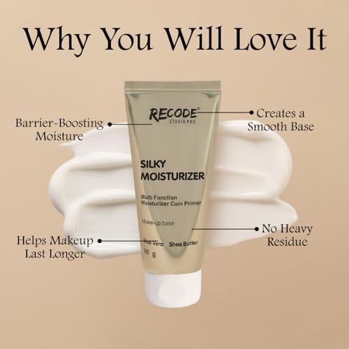 Image of Recode Silky 2 in 1 Moisturizer Cum Primer 60 G|Primer and Moisturizer for Face|Lightweight,Long Lasting,Hydrating|All Skin Types|Makeup Base|Pore Minimizer|Pack of 1