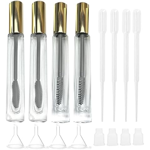 dootdott Empty Mascara Tube and Wand Glass, 3PCS 10ml Empty Mascara Tube and Lip Gloss Tubes, Eyelash Spoolies with Tube, Eyelash Growth Packing Tube Container for Home and Travel (C) Cover