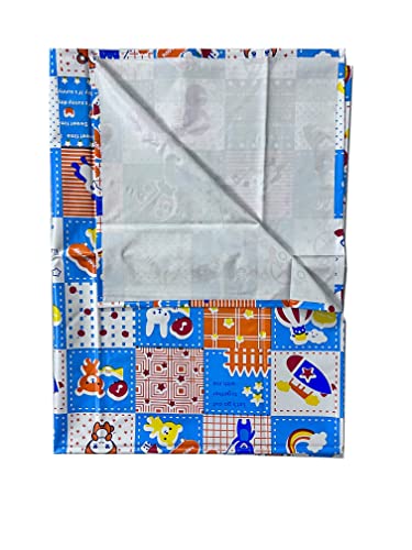 Image of EcoSoft Plastic Sheet,PVC Sheet for Kids,Rubber Sheet for Babies,Bed Wetting Protector(90 x 135 cm) (Blue HAPPYDAY)