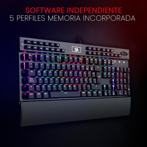 Redragon Yama K550 RGB mecánica del Juego Teclado con luz de Fondo LED RGB 132 Claves Aptos para Juegos, mecanógrafos, Inglés Disposición (Negro)