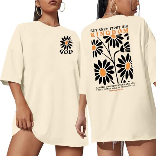 Boho Christian Oversized Shirts Women Religious Faith Shirt Bible Verse