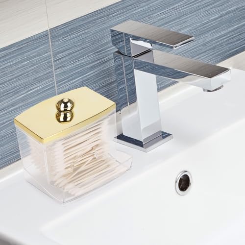 Image of Tbestmax 10oz Qtip Holder Dispenser L Size Bathroom Container with Gold Lid for Bathroom Organizer Accessories Decor Storage-Qtips Cotton Ball Holder