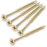 Cauldham Bright Brass Wood Screws #9 x 3 Inch for Door Hinges - 25 Pack