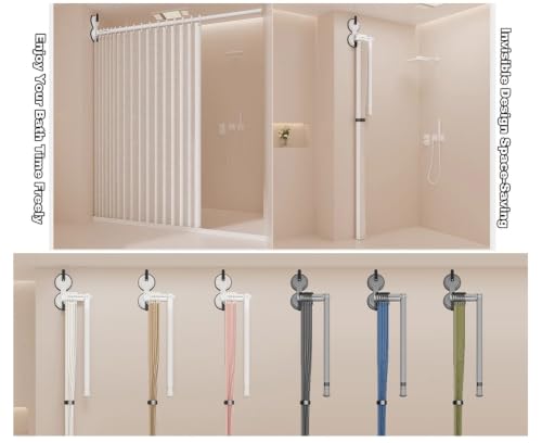 Rideau de douche et tringle pliables pour cloison d'angle