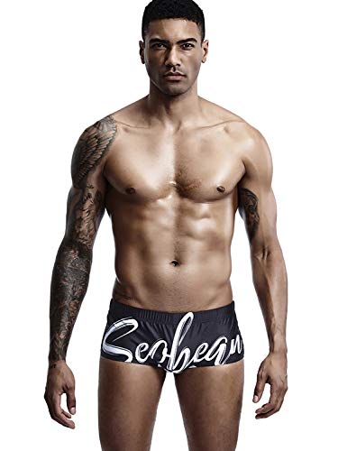 SEOBEAN Mens Low Rise Sexy Surfing Boxer Brief Swimwear