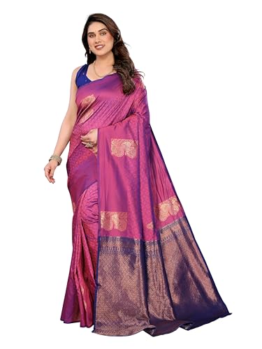 Image of Sidhidata Women's Soft Banarasi Silk Floral Zari Woven Design Saree With Unstitched Blouse Piece