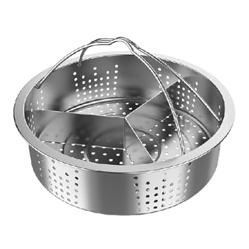 Générique Folding Steam Baskets - Steamer Racks, Stainless Steel Steam Rack Tamale Steamers, Triple Separator Fast Steaming Grid Basket with 2 Handles for Vegetables, Meats, Eggs, Fruits