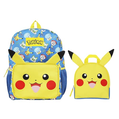 Pokemon Pikachu 2-Piece 16” Kids Backpack & Lunch Box Set For School And Travel